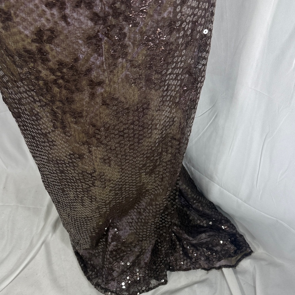 Rimini Brown Sequin Metallic Maxi Dress - Picture 6 of 12